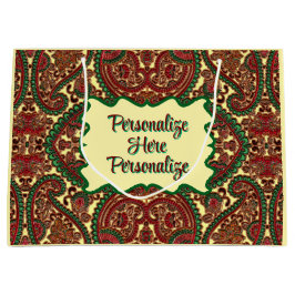 Victorian paisley pattern elegant red green gold groot cadeauzakje