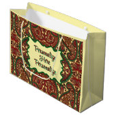 Victorian paisley pattern elegant red green gold groot cadeauzakje (Voorkant Gekanteld)