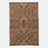 Victorian paisley pattern elegant red green gold theedoek (Verticaal)