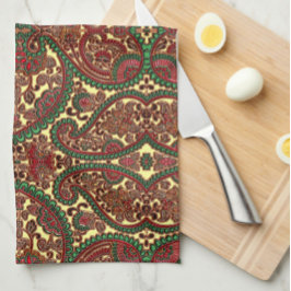 Victorian paisley pattern elegant red green gold theedoek