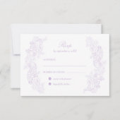 Victorian Pastel Purple Wedding RSVP Card Kaartje (Voorkant)