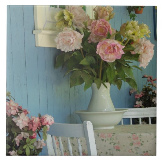 Victorian Peonies - Martha's Vineyard Tegeltje (Voorkant)