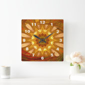 Victorian Peony Red Swirl Vierkante Klok (Huis)