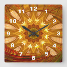 Victorian Peony Red Swirl Vierkante Klok