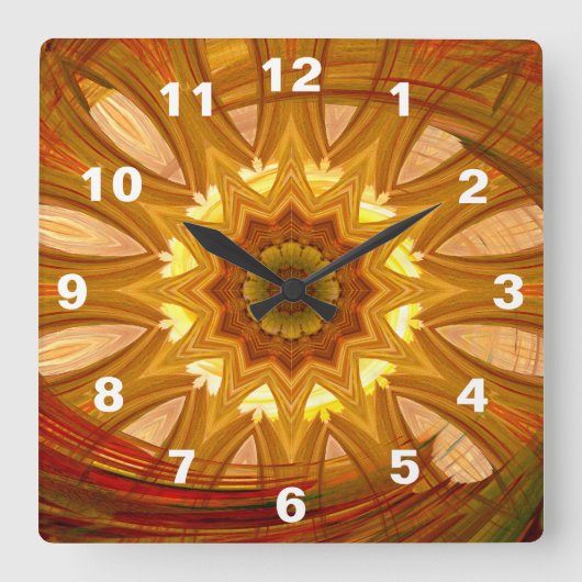 Victorian Peony Red Swirl Vierkante Klok (Voorkant)