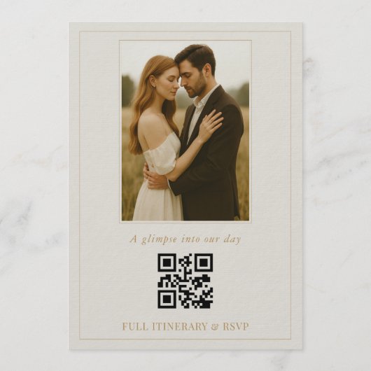 Victorian Photo QR Code Floral Elegant Wedding Kaart (Achterkant)