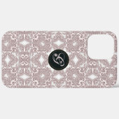 Victorian pink pattern. Monogram. Case-Mate iPhone Case (Achterkant (horizontaal))