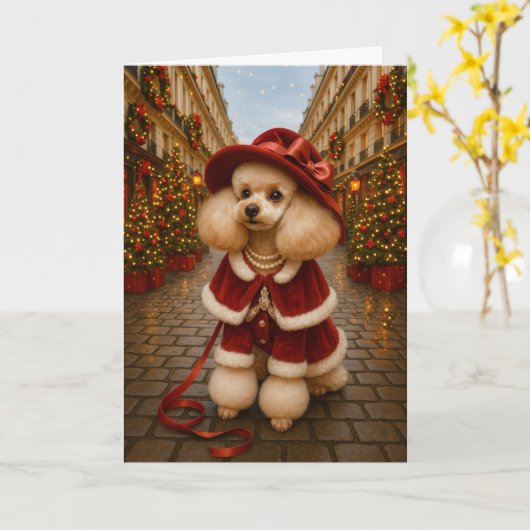 Victorian Poodle Holiday   Kaart (Gele Bloem)