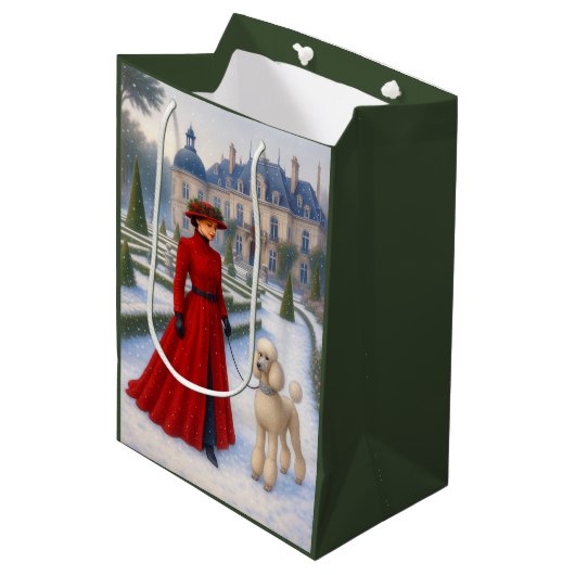 Victorian Poodle Holiday Medium Cadeauzakje (Voorkant Gekanteld)