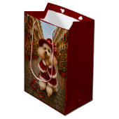 Victorian Poodle Holiday  Medium Gift Bag Medium Cadeauzakje (Voorkant Gekanteld)