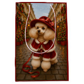 Victorian Poodle Holiday  Medium Gift Bag Medium Cadeauzakje (Voorkant)