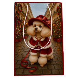 Victorian Poodle Holiday  Medium Gift Bag Medium Cadeauzakje