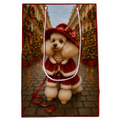 Victorian Poodle Holiday  Medium Gift Bag Medium Cadeauzakje (Achterkant)