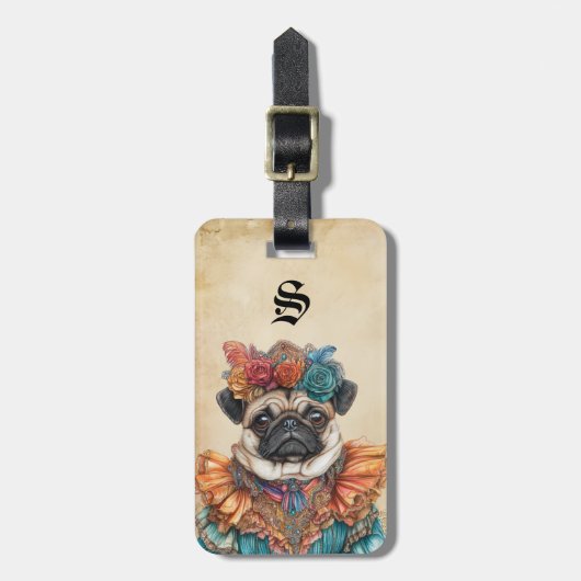 Victorian Pug-hond bagagelabels (Voorkant verticaal)