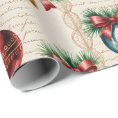 Victorian Red Blue Ornament Cadeaupapier (Rol Hoek)