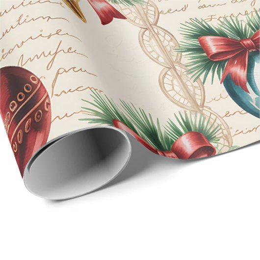 Victorian Red Blue Ornament Cadeaupapier (Rol Hoek)