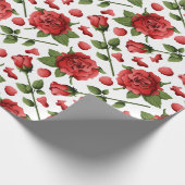 Victorian Red Roses Foliage Botanical Pattern Cadeaupapier (Hoek)