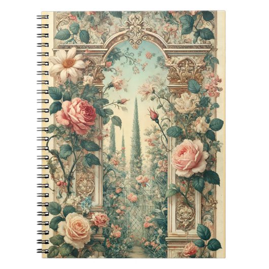 Victorian Rose Garden Archway Romantic Floral Path Notitieboek (Voorkant)