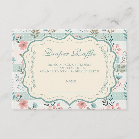 Victorian Rose Lattice Diapper Raffle Informatiekaartje (Voorkant)