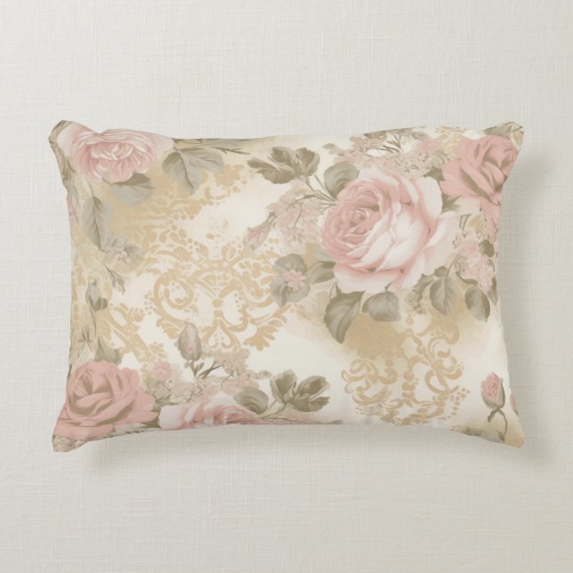 Victorian Roses Print Throw Pillow Accent Kussen (Voorkant)