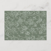 Victorian Sage Green Line Art Wedding Details Informatiekaartje (Achterkant)