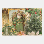 Victorian Santa Claus With Christmas Tree Inpakpapier Vel (Voorkant 2)