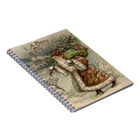 Victorian Santa Claus With Christmas Tree Notitieboek (Rechterzijde)