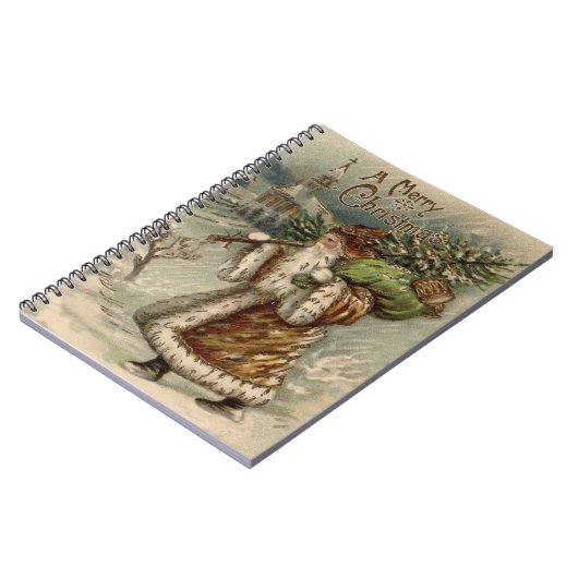 Victorian Santa Claus With Christmas Tree Notitieboek (Linkerzijde)