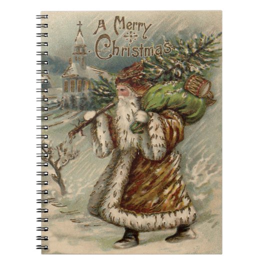 Victorian Santa Claus With Christmas Tree Notitieboek (Voorkant)