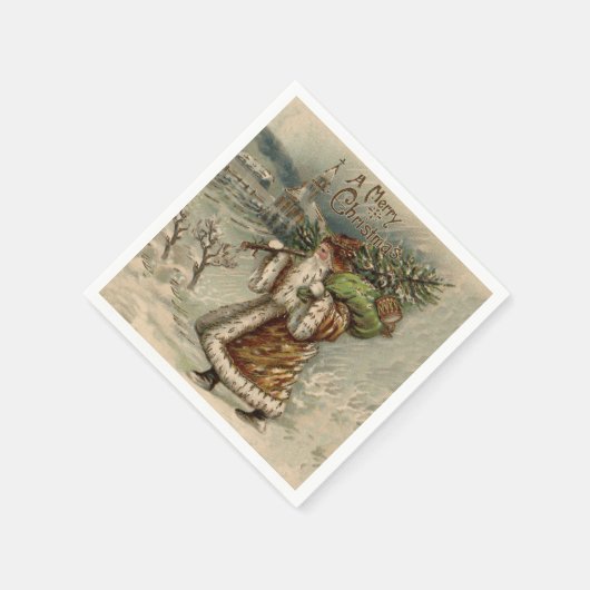 Victorian Santa Claus With Christmas Tree Servet (Hoek)