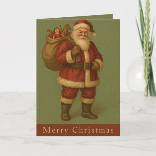 Victorian Santa Illustration Timeless Holiday Kaart (Voorkant)