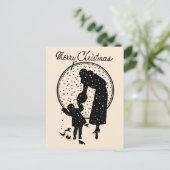 Victorian silhouettes Merry Christmas Feestdagenkaart (Staand voorkant)