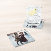Victorian Skating Cats Paper Coaster Kartonnen Onderzetters (Insitu)