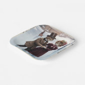 Victorian Skating Cats Paper Plates Papieren Bordje (Gebogen)