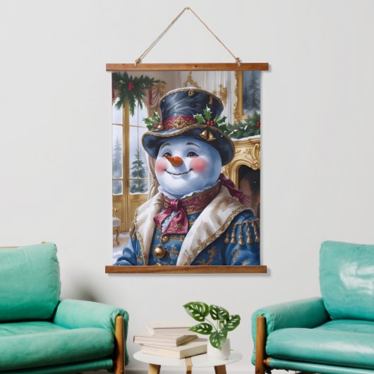 Victorian Snowman Christmas Design Hangend Wandkleed (Woonkamer)