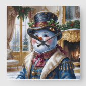 Victorian Snowman Christmas Design Vierkante Klok (Voorkant)