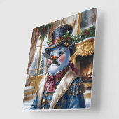 Victorian Snowman Christmas Design Vierkante Klok (Hoek)