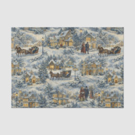 Victorian Snowy Village Christmas Illustration Tissuepapier