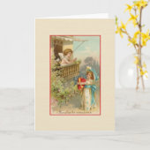 Victorian Souhaits Sincères French Birthday Card Kaart (Gele Bloem)