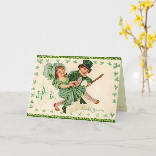Victorian St. Patrick's Day Greeting Card Kaart (Gele Bloem)