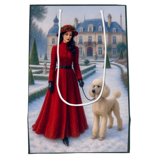 Victorian Standard Poodle Holiday Medium Cadeauzakje (Achterkant)