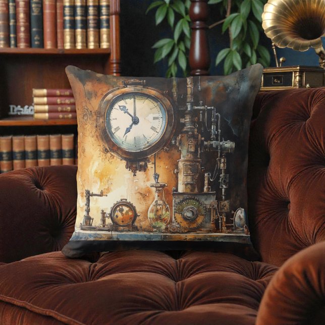 Victorian Steampunk Clock Lab Kussen (Creator heeft geüpload)
