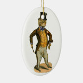 Victorian style cat with top hat keramisch ornament (Rechts)