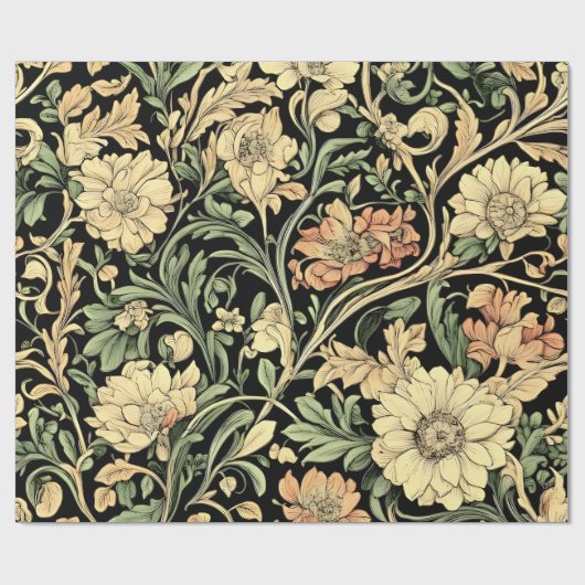 Victorian-style floral pattern cadeaupapier (Vlak)