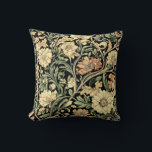 Victorian-style floral pattern kussen<br><div class="desc">Victorian-style floral pattern featuring yellow and muted orange flowers with green foliage set against a stark black background.</div>