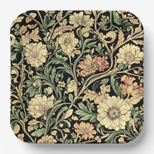 Victorian-style floral pattern  papieren bordje (Voorkant)