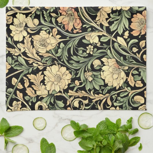 Victorian-style floral pattern theedoek (Gevouwen)