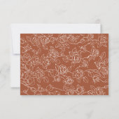Victorian Terracotta Floral Line Art Wedding RSVP Kaartje (Achterkant)