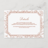 Victorian Terracotta Line Art Wedding Details Informatiekaartje (Voorkant)