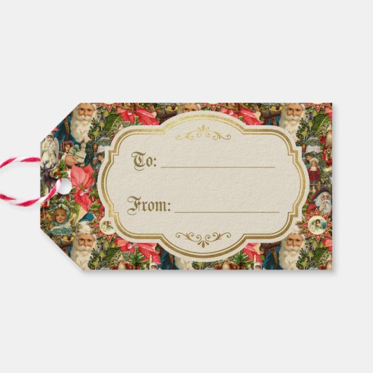 Victorian Vintage Christmas Cadeaulabel (Achterkant Horizontaal)